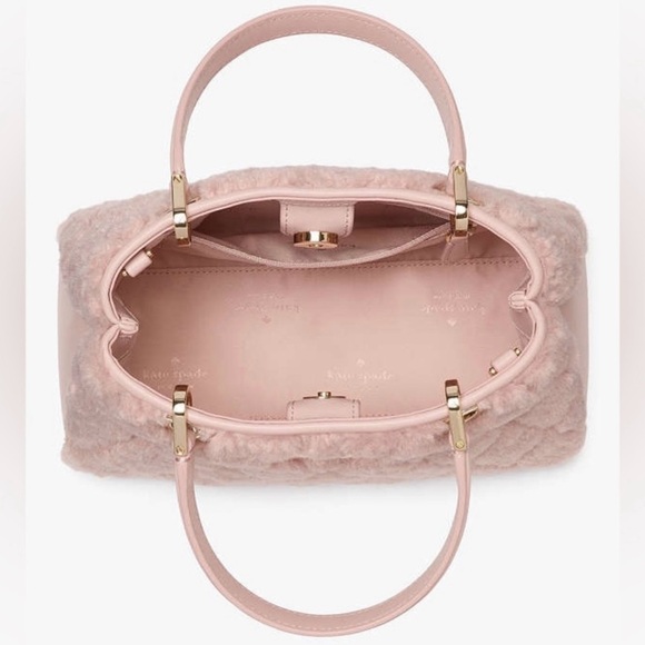 ♠️kate spade Carey Faux Fur Small Sullivan Satchel, Rose Smoke NWT - Picture 6 of 10